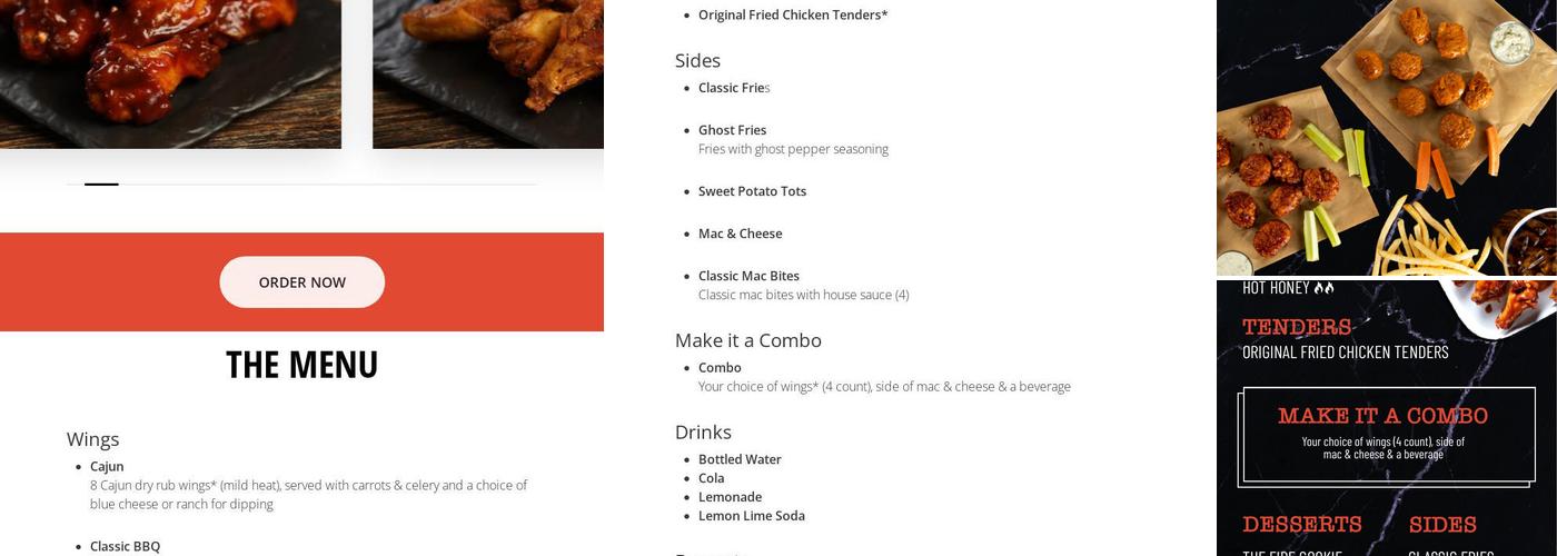 Firebelly Wings Menu