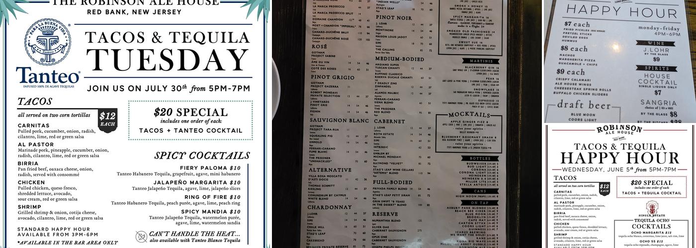 The Robinson Ale House - Long Branch Menu