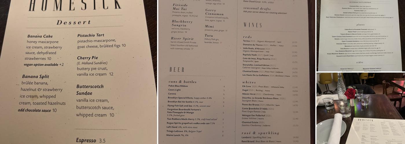 Homesick Menu