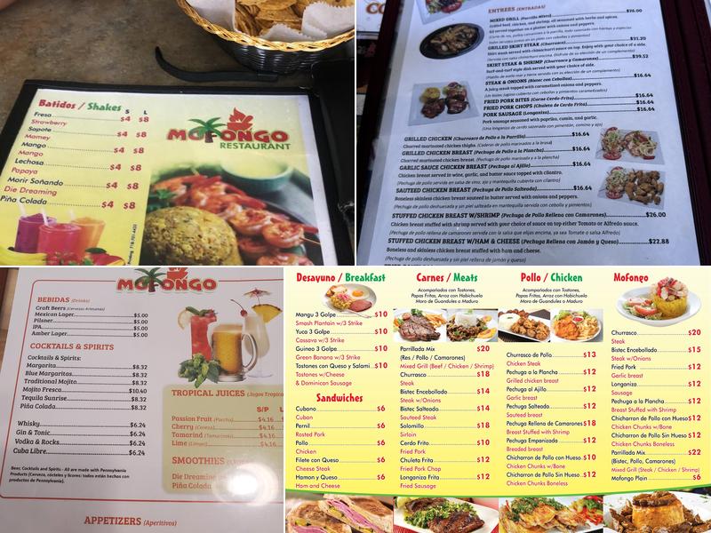 Mofongo Restaurant Menu