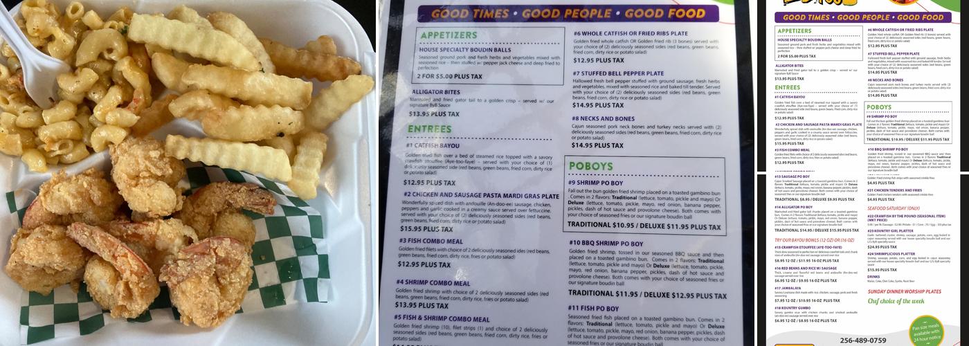 LJz Backyard Bayou Menu