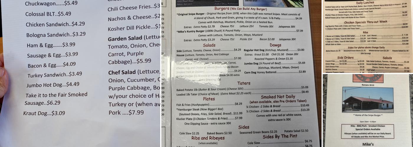 Mike’s Cafe Menu
