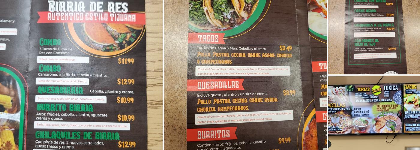 El Valle Menu