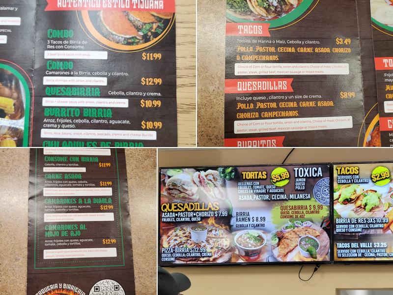 El Valle Menu
