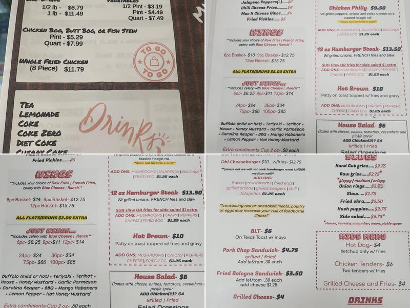 Laneys Pit Stop Menu