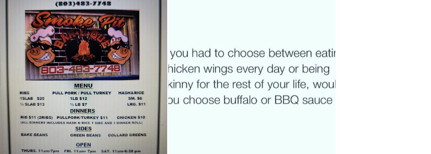 Smoke Pit BBQ Menu