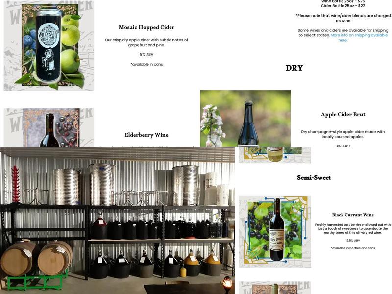 Wild Elder Wine and Cider Co. Menu