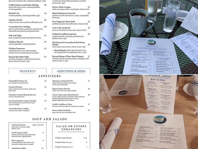 The Coastal Cabin Restaurant Menu