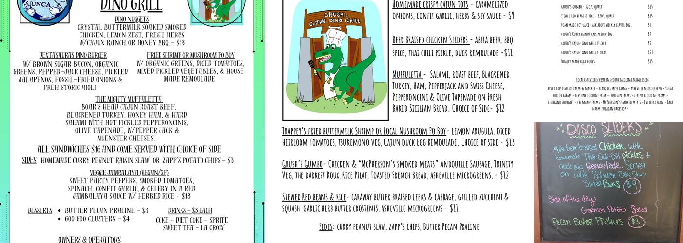 🦖 Grush's Cajun Dino Grill 🦖 Menu