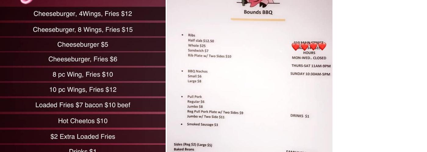 Bounds BBQ Menu