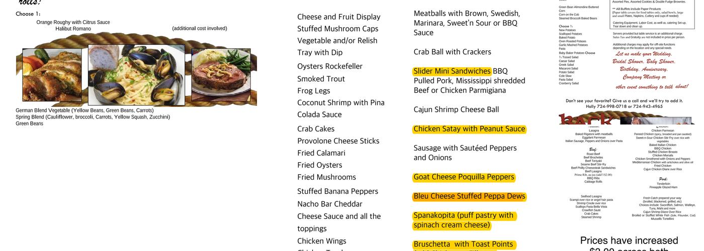 BACK BAY CATERING Menu