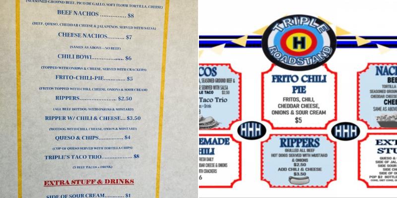 Triple H Roadstand Menu