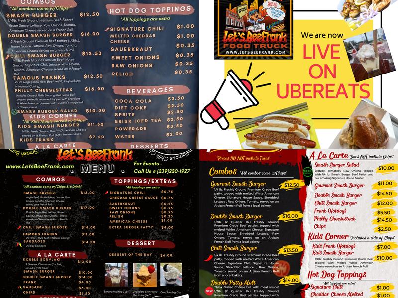 Let's BeeFrank Food Truck Menu