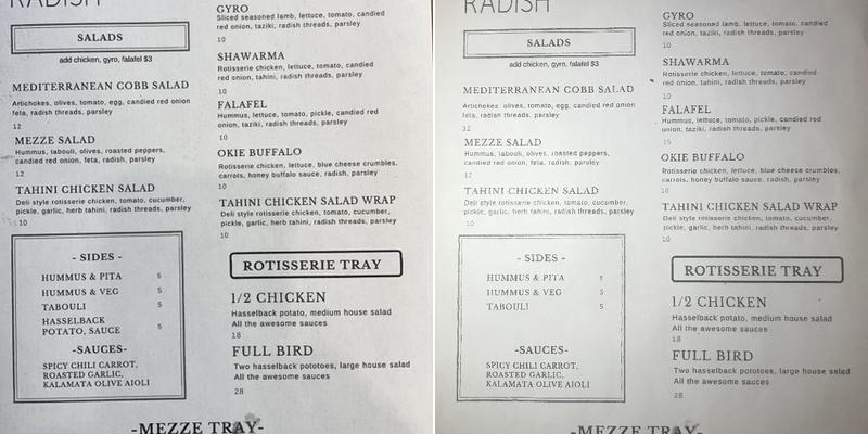 radish Menu