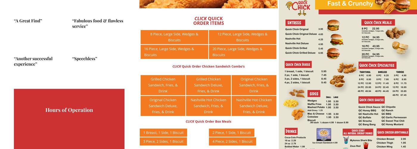 Quick Chick Menu