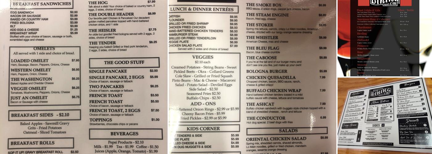 The Dining Car Menu