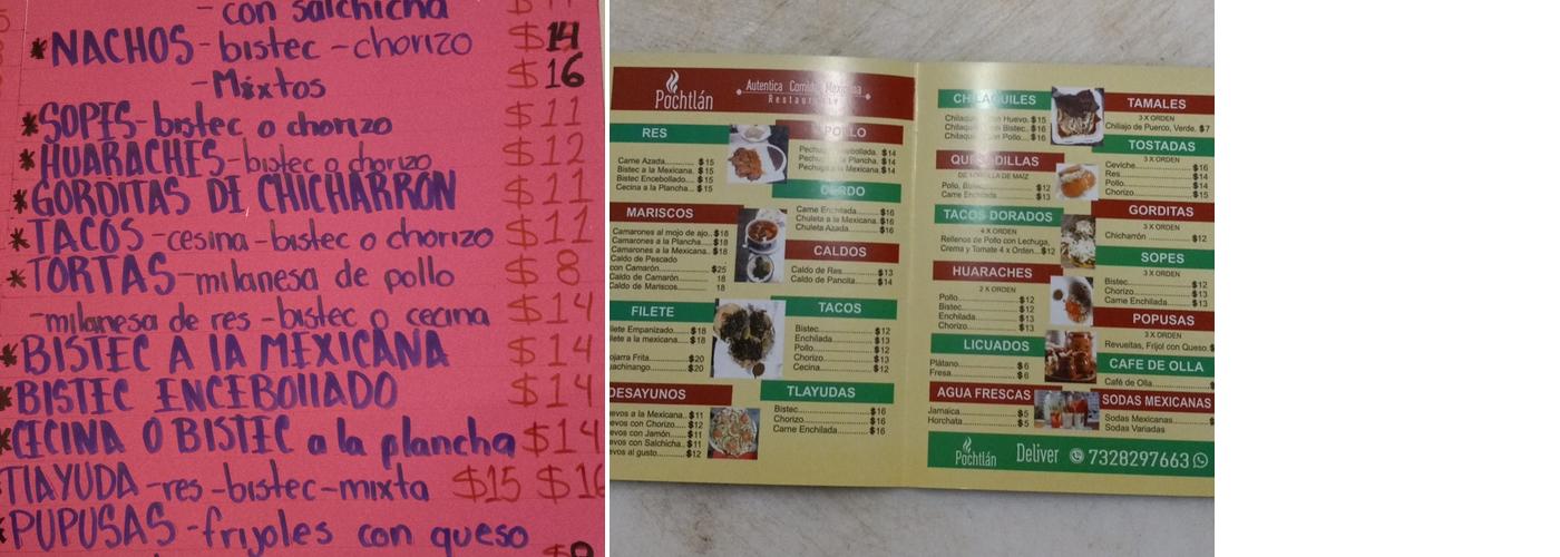 POCHTLAN Menu