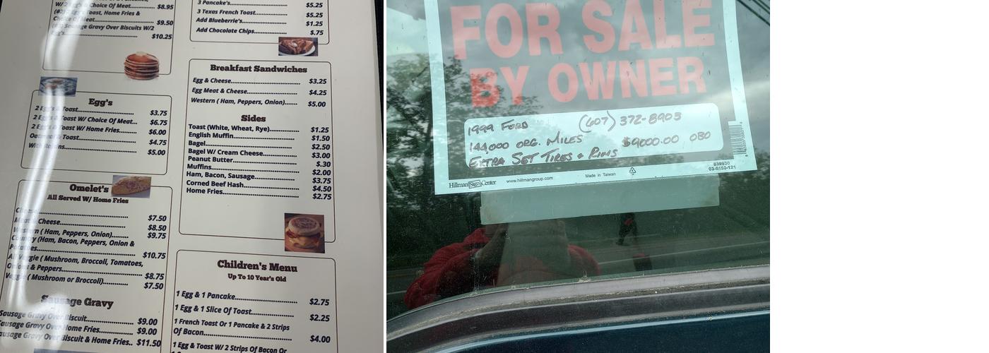 Riverview Diner Menu