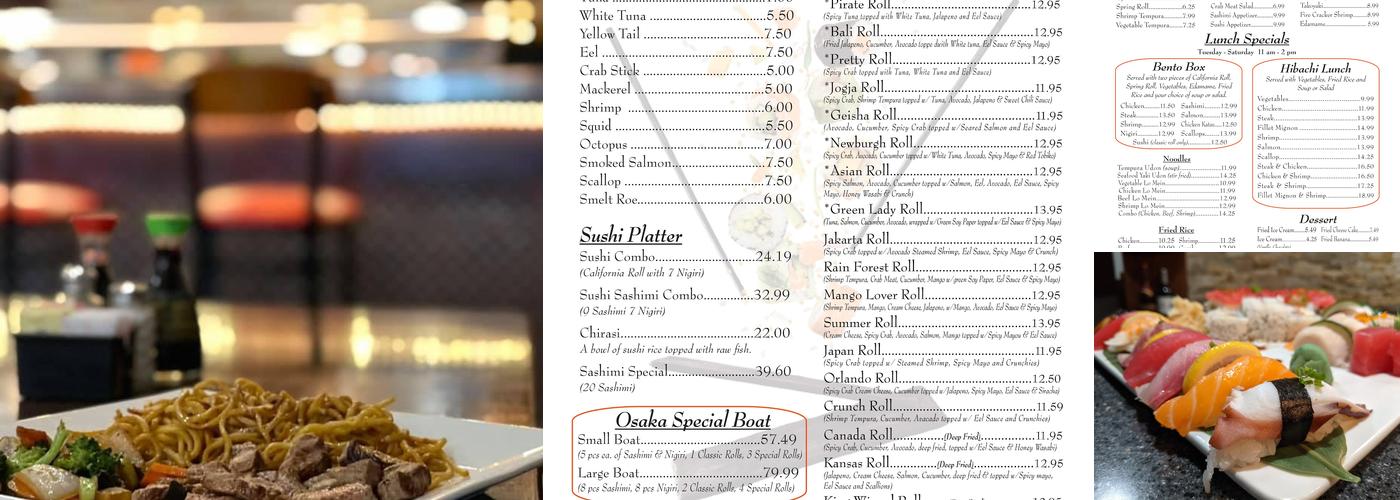 Osaka Japanese Hibachi & Sushi - Evansville Menu