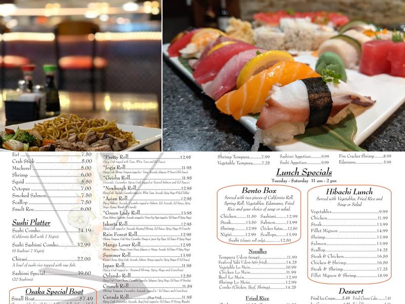 Osaka Japanese Hibachi & Sushi - Evansville Menu