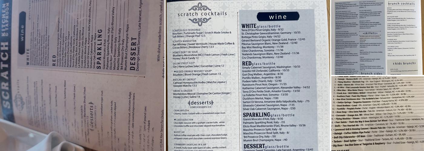 Scratch Kitchen & Taproom Menu