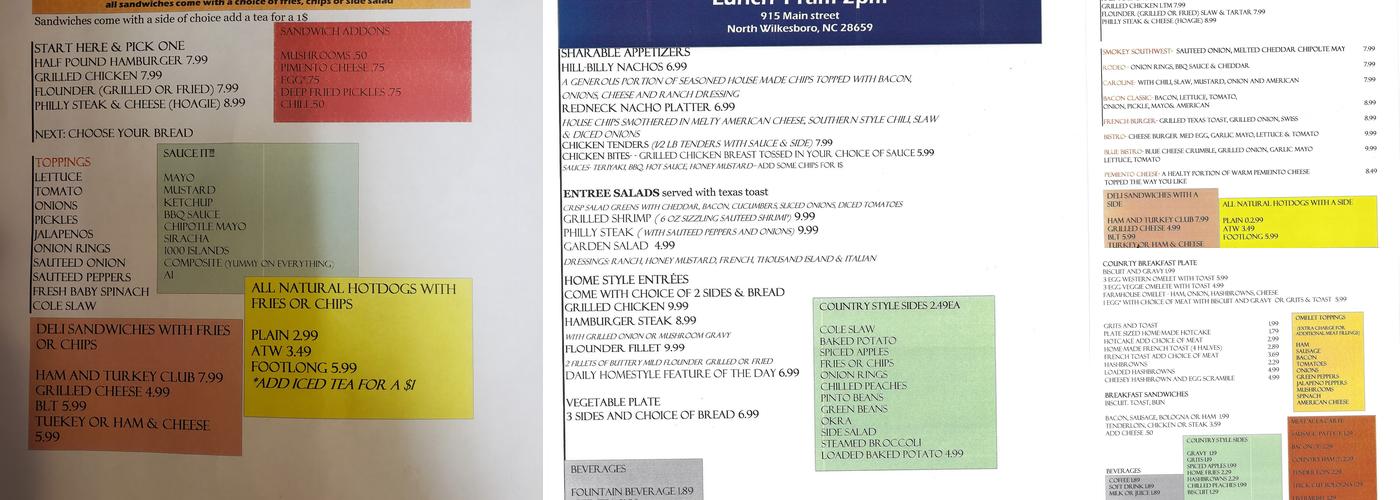 A fork in the alley restaurant Menu