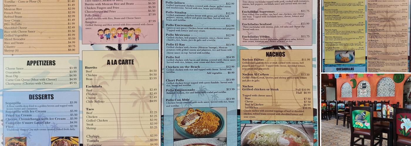 Sol Del Mar Mexican Bar & Grill Menu