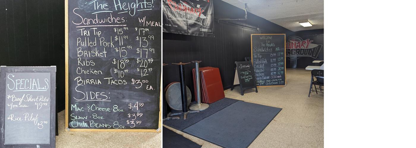 Heights Catering Menu