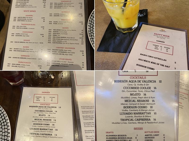 Bodegon Spanish Tapas Menu