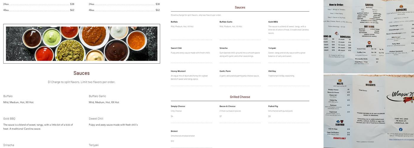 Wingin It Menu