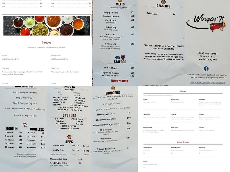Wingin It Menu
