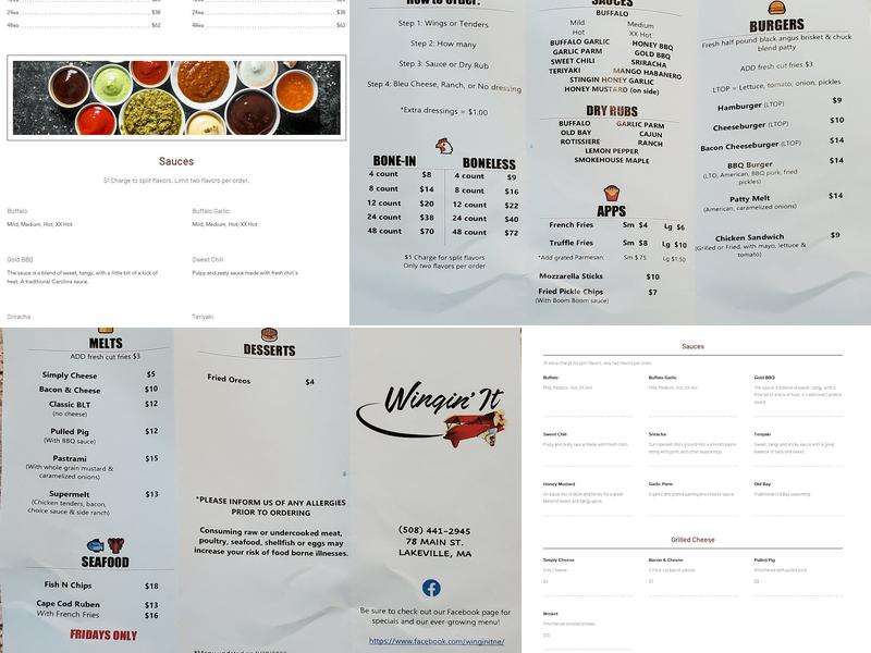 Wingin It Menu