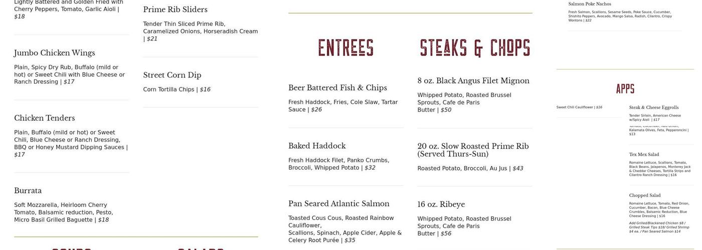 Grille 151 Menu