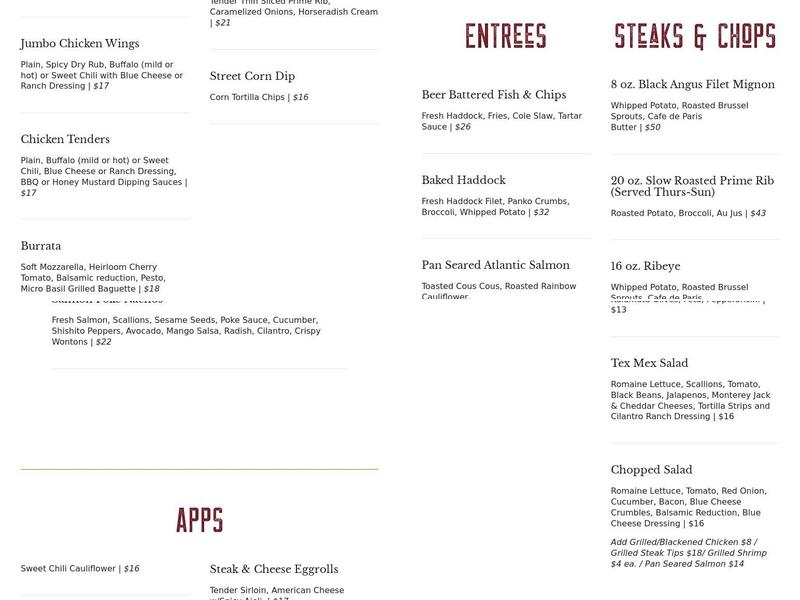Grille 151 Menu