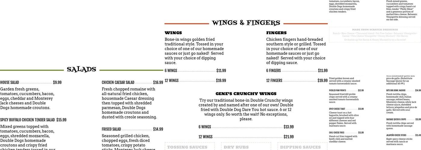 Double Dogs Menu