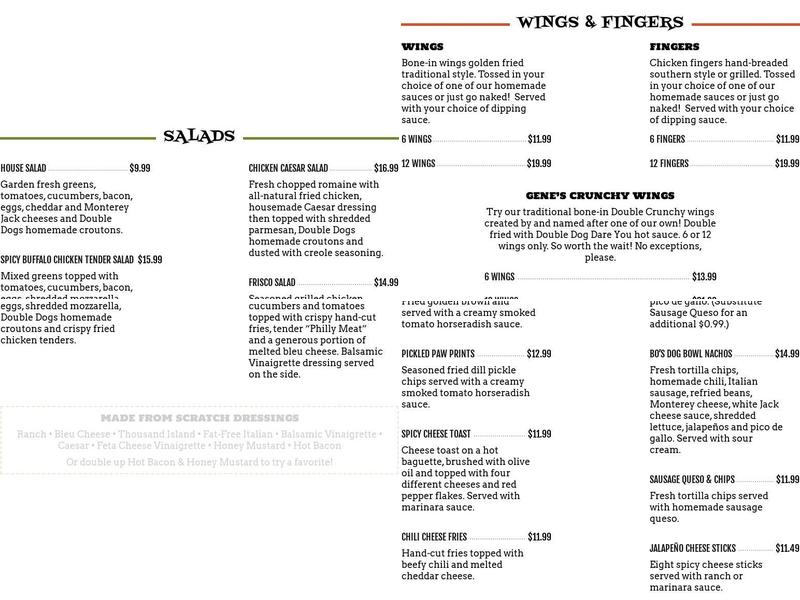 Double Dogs Menu