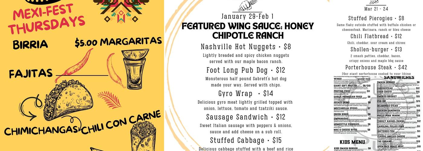 Palmerton Pub Menu