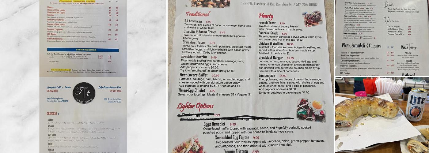 Territorial Table and Tavern Menu