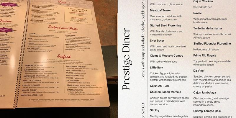 Prestige Diner Vineland Menu