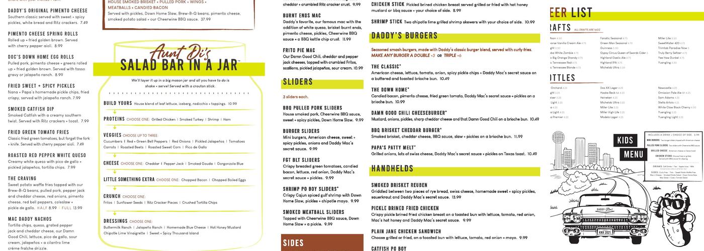 Daddy Mac's Down Home Dive Menu