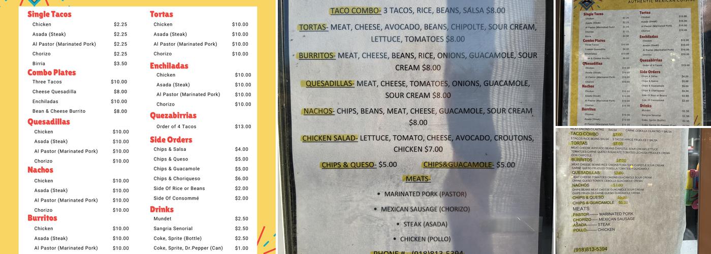 BA Tacos Menu