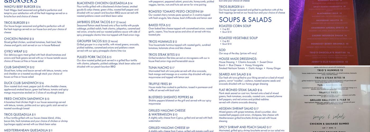 Trio's Dining - Ruston Menu
