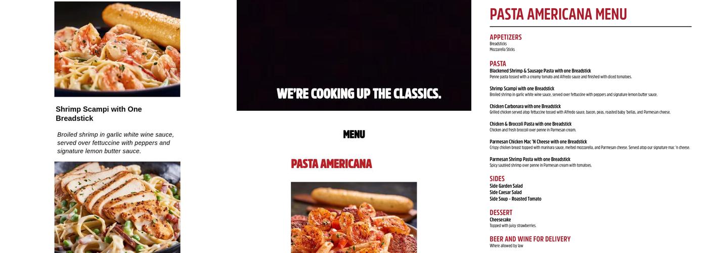 Pasta Americana Menu