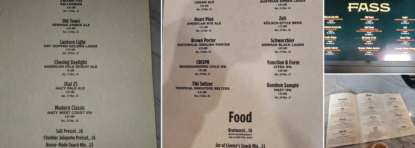 Fass Brewing Menu