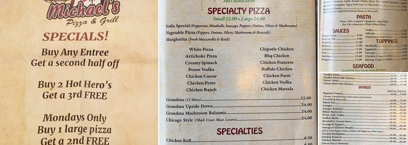 Michael's Pizza & Grill Menu