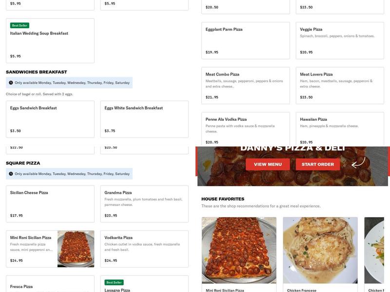 Danny’s Pizza & Deli Menu