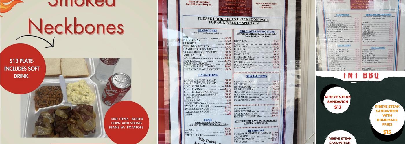 T-N-T BBQ Menu