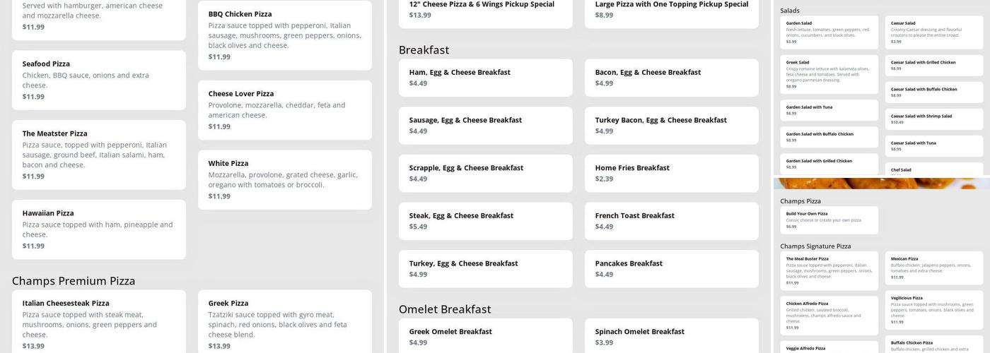 Champs Pizza & Wings Menu