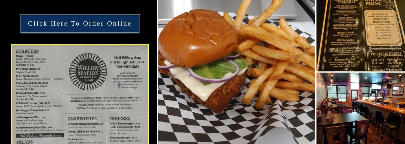 Willow Station Restaurant and Bar Menu