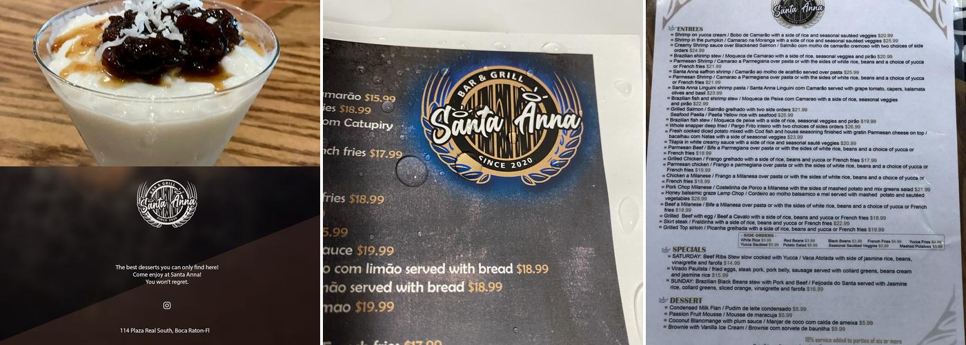 Santa Anna Bar & Grill Menu